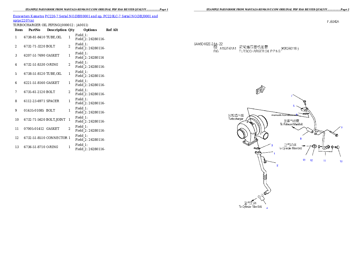Protected: PC220-7 Serial NO.DBH0001 and up, PC220LC-7 Serial NO.DBJ0001 and up Partsbook