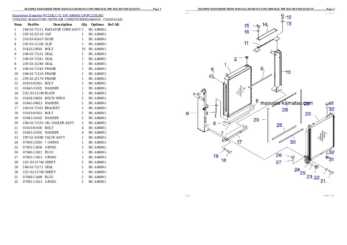 Protected: PC220LC-7L S/N A86001-UP Partsbook