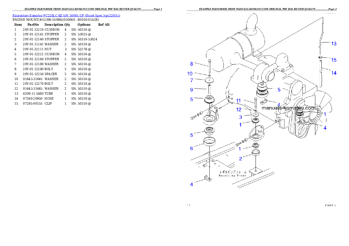 Protected: PC220LC-6Z S/N 50001-UP (Excel Spec.) Partsbook