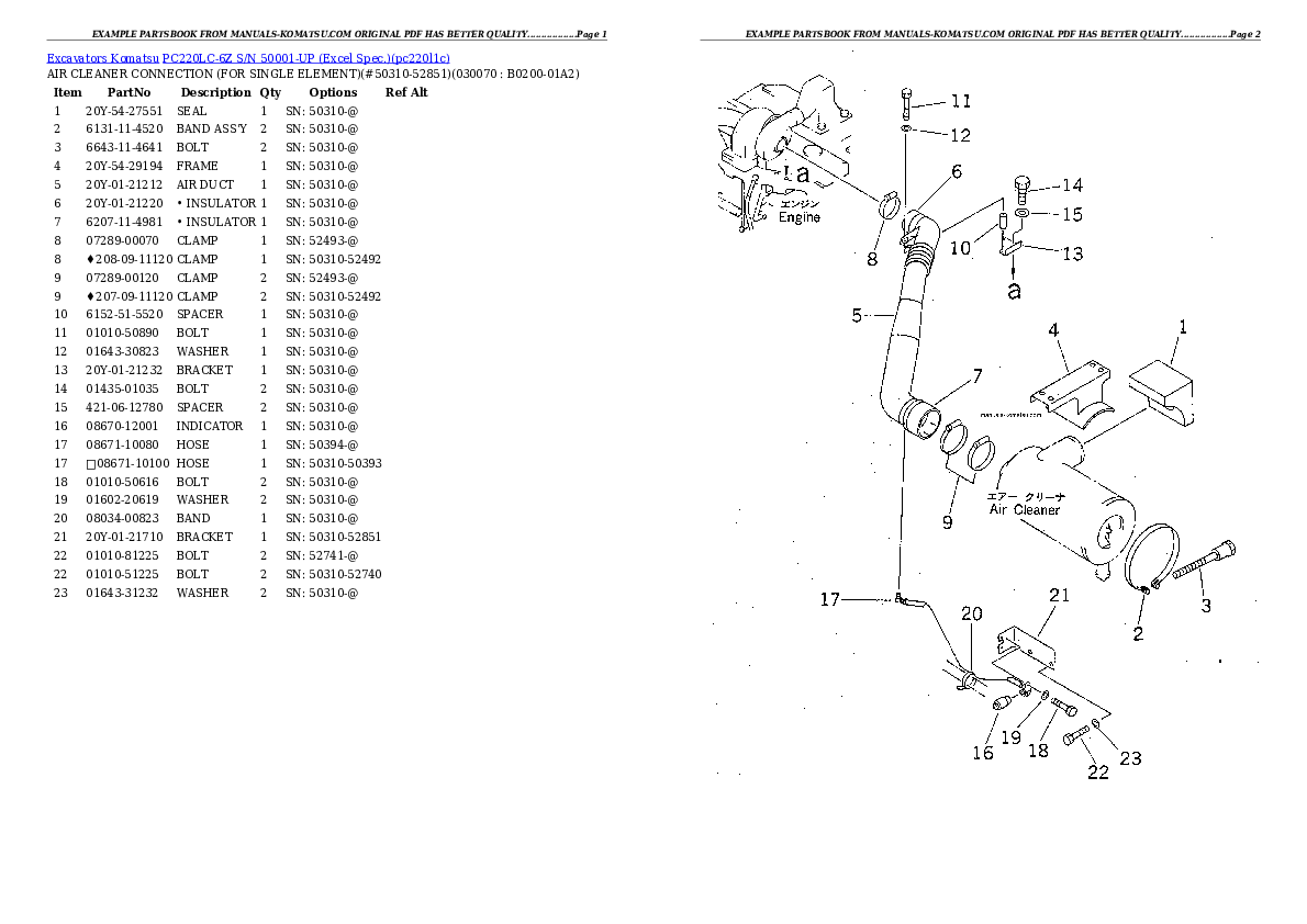 Protected: PC220LC-6Z S/N 50001-UP (Excel Spec.) Partsbook