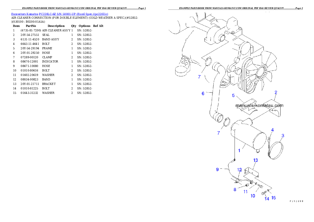 Protected: PC220LC-6Z S/N 50001-UP (Excel Spec.) Partsbook