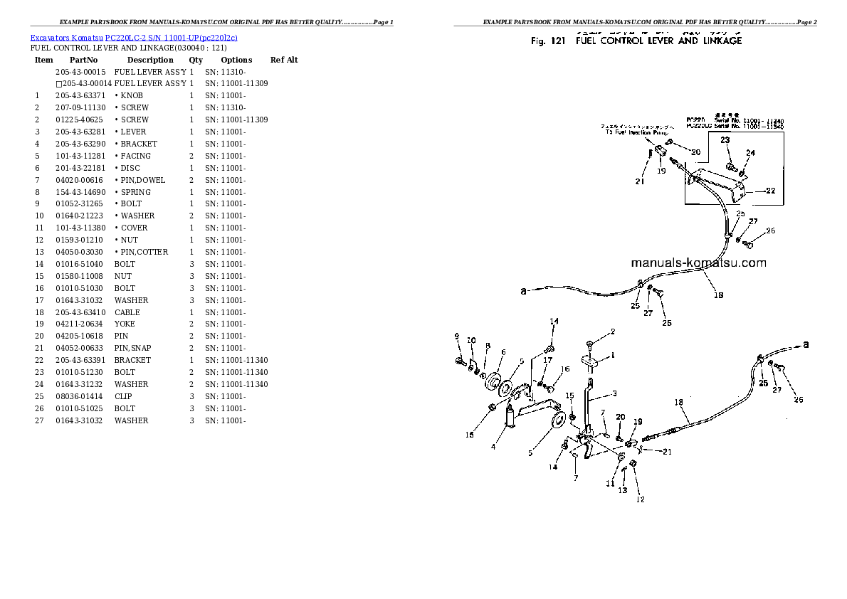 Protected: PC220LC-2 S/N 11001-UP Partsbook