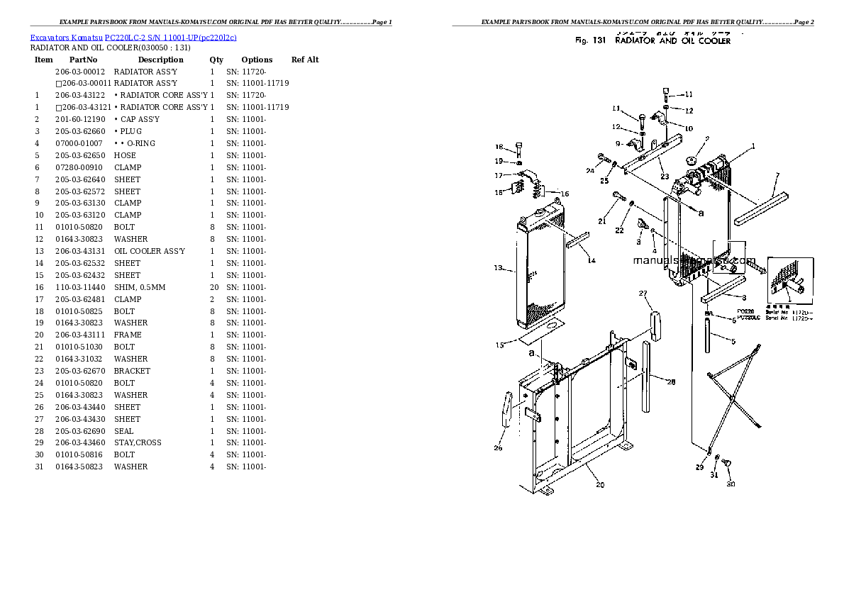 Protected: PC220LC-2 S/N 11001-UP Partsbook