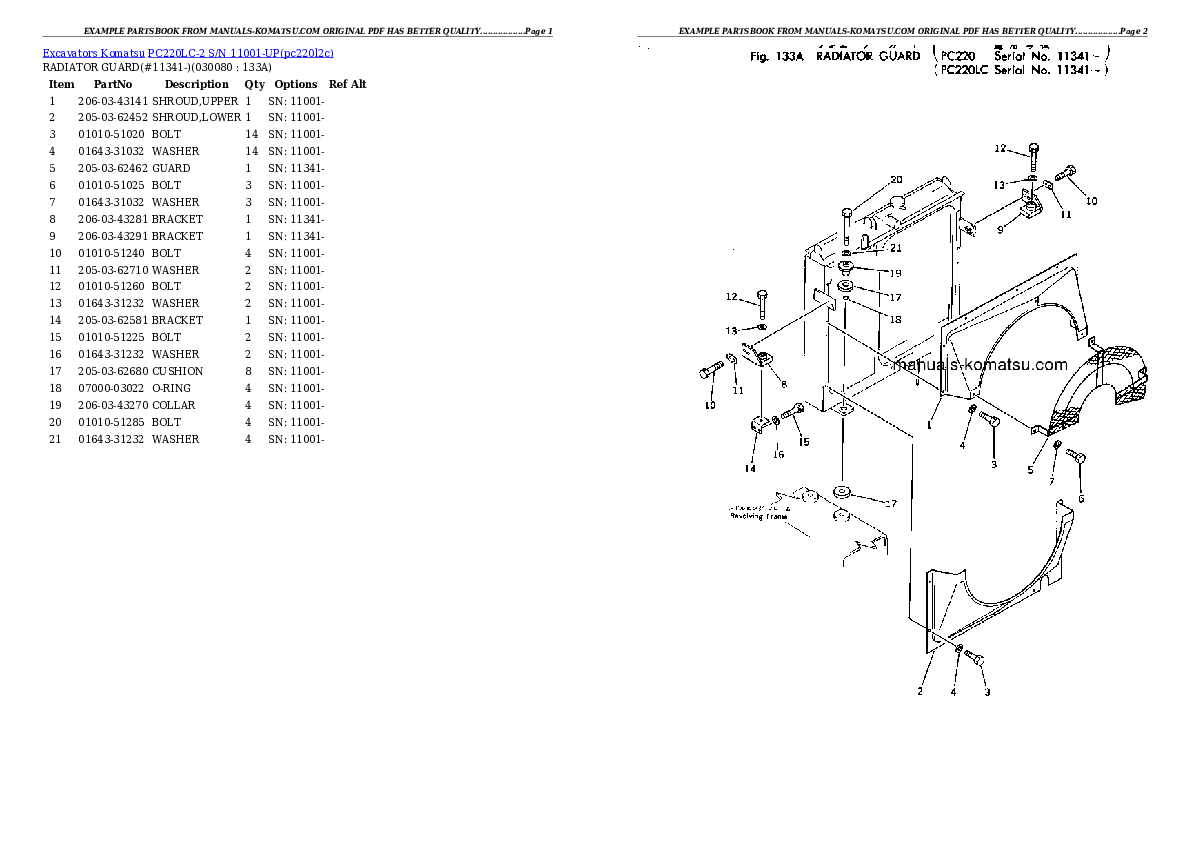 Protected: PC220LC-2 S/N 11001-UP Partsbook