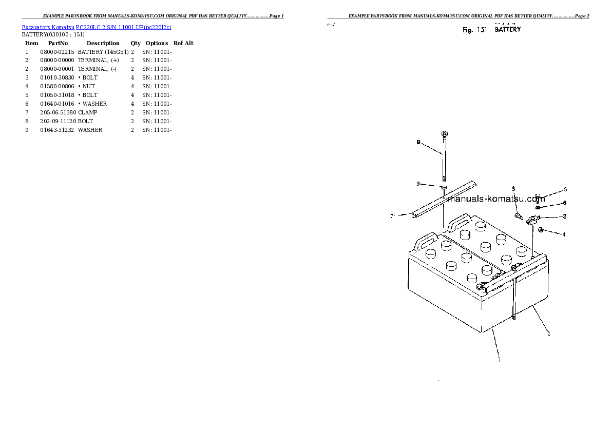 Protected: PC220LC-2 S/N 11001-UP Partsbook
