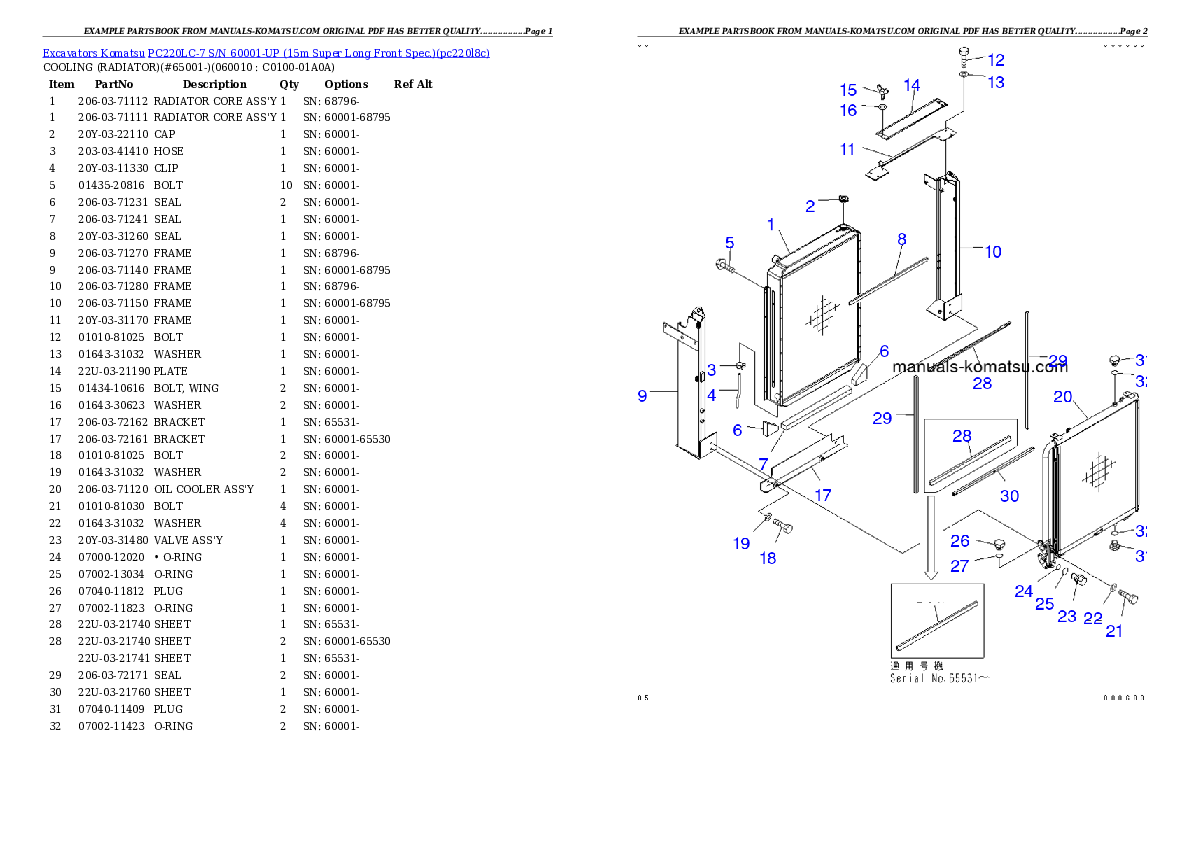 Protected: PC220LC-7 S/N 60001-UP (15m Super Long Front Spec.) Partsbook