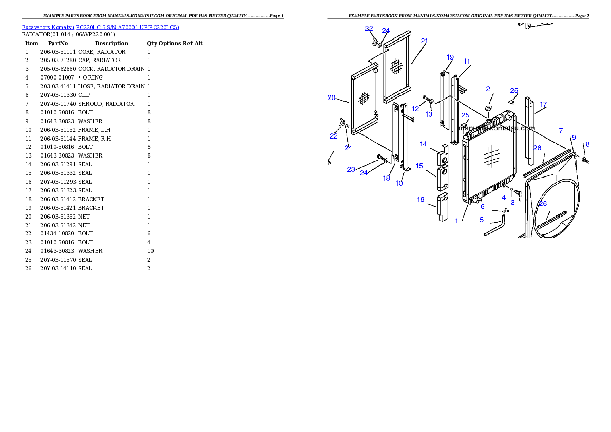 Protected: PC220LC-5 S/N A70001-UP Partsbook