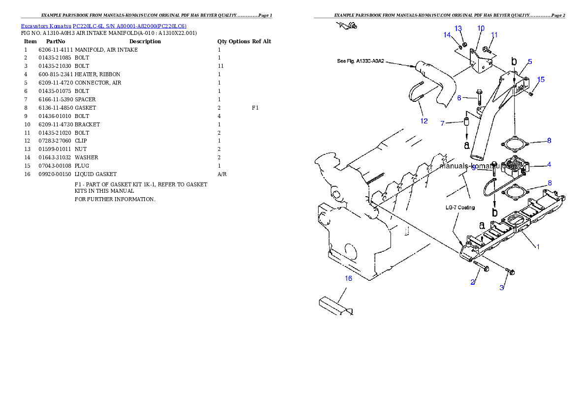 Protected: PC220LC-6L S/N A80001-A82000 Partsbook