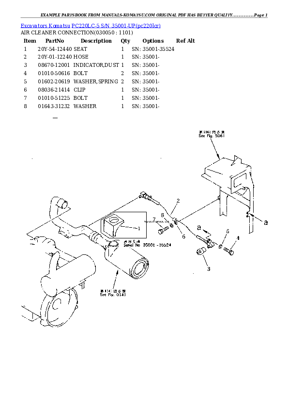 Protected: PC220LC-5 S/N 35001-UP Partsbook