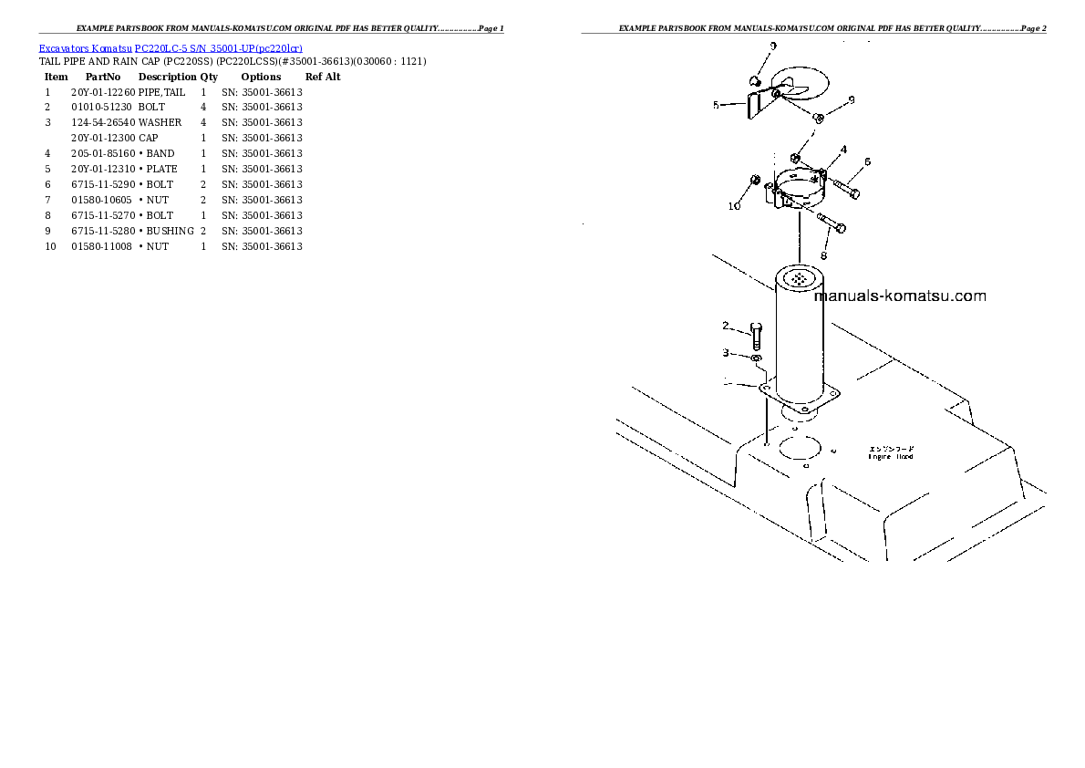 Protected: PC220LC-5 S/N 35001-UP Partsbook