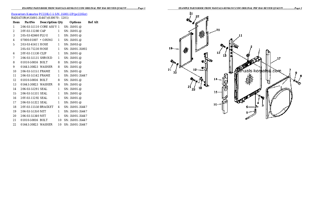 Protected: PC220LC-5 S/N 35001-UP Partsbook