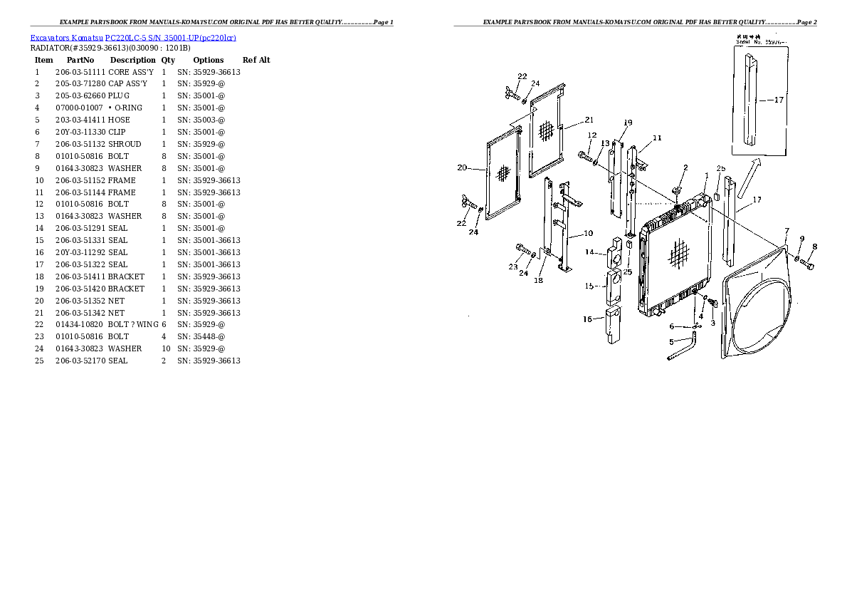 Protected: PC220LC-5 S/N 35001-UP Partsbook