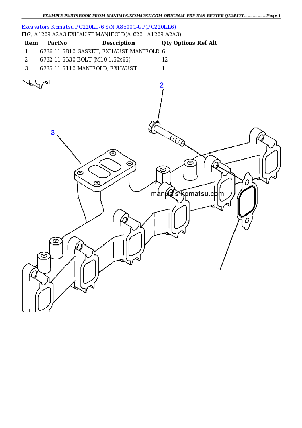 Protected: PC220LL-6 S/N A85001-UP Partsbook
