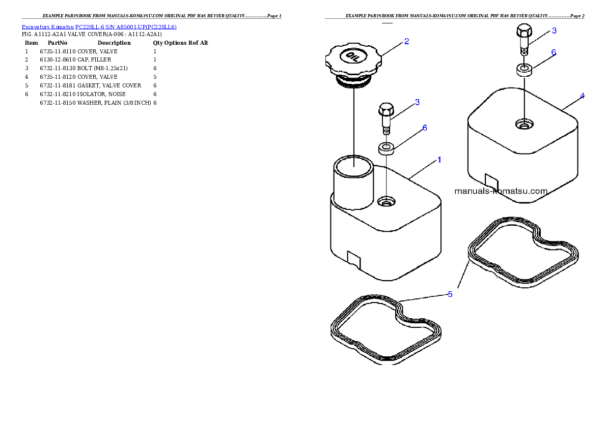 Protected: PC220LL-6 S/N A85001-UP Partsbook