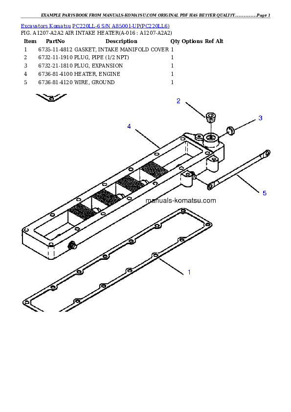 Protected: PC220LL-6 S/N A85001-UP Partsbook
