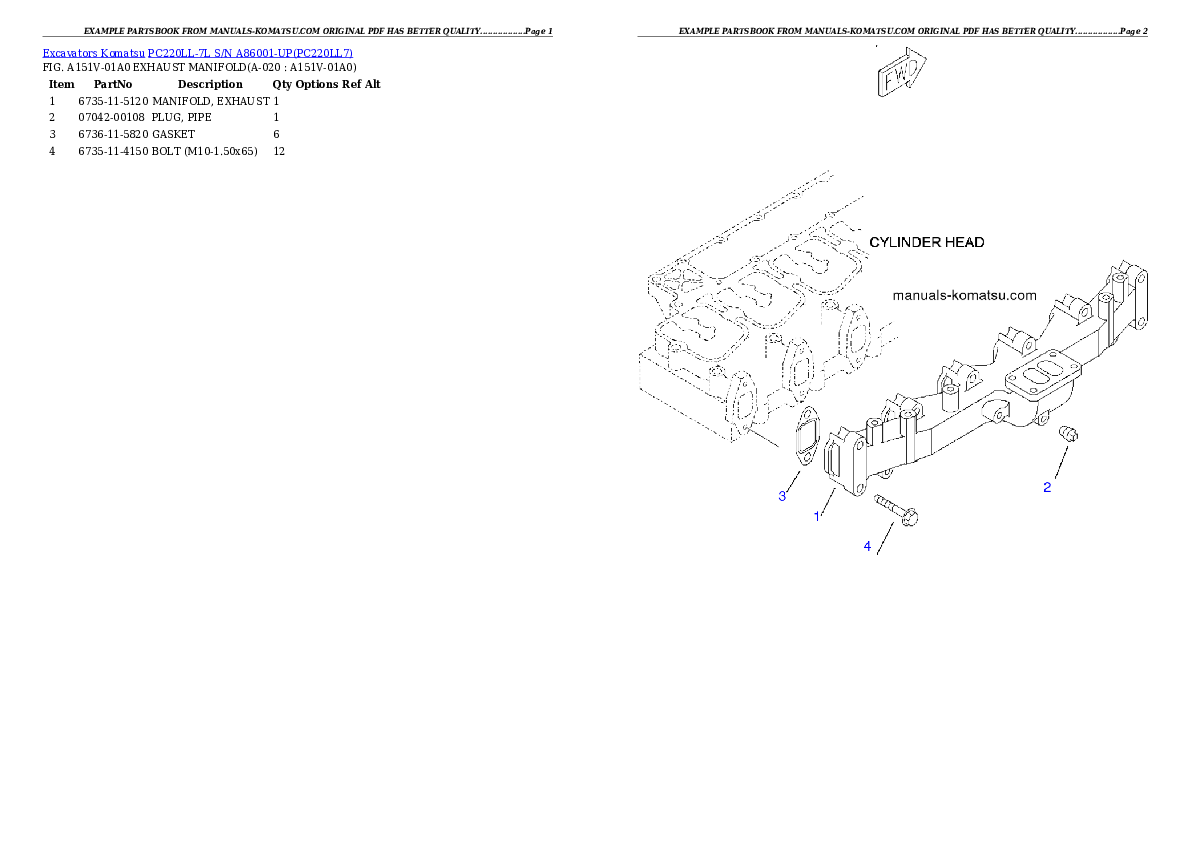 Protected: PC220LL-7L S/N A86001-UP Partsbook