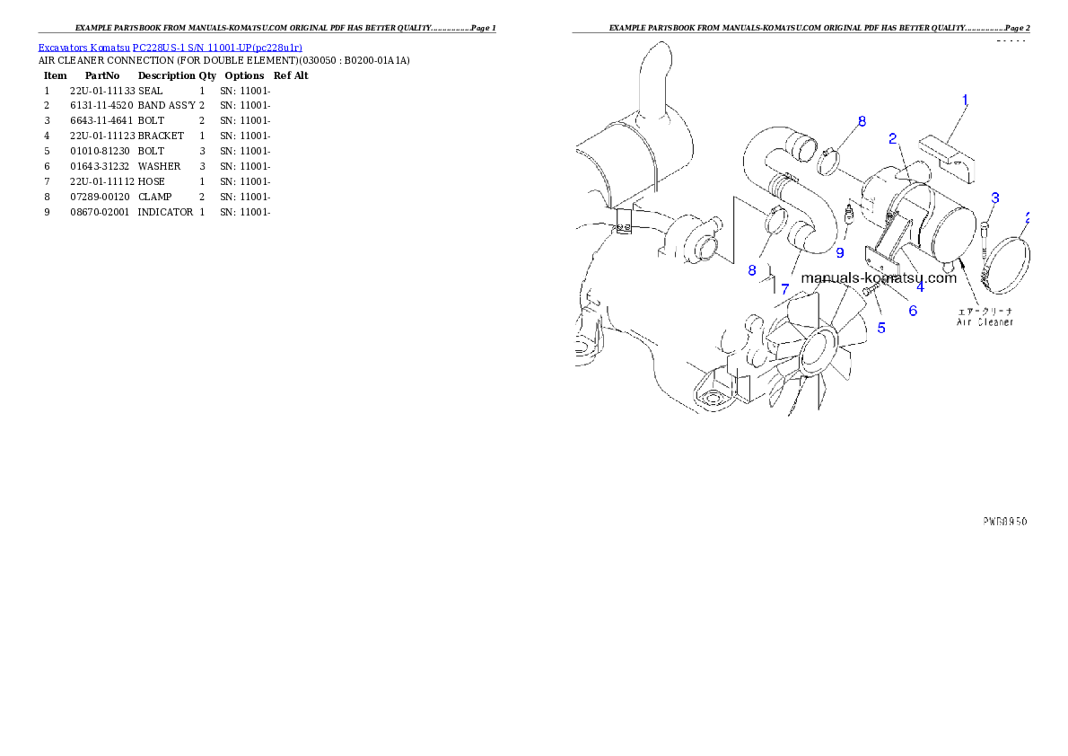 Protected: PC228US-1 S/N 11001-UP Partsbook