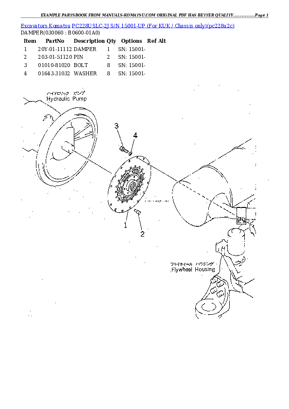 Protected: PC228USLC-2J S/N 15001-UP (For KUK / Chassis only) Partsbook