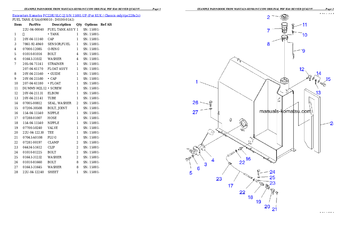 Protected: PC228USLC-2J S/N 15001-UP (For KUK / Chassis only) Partsbook