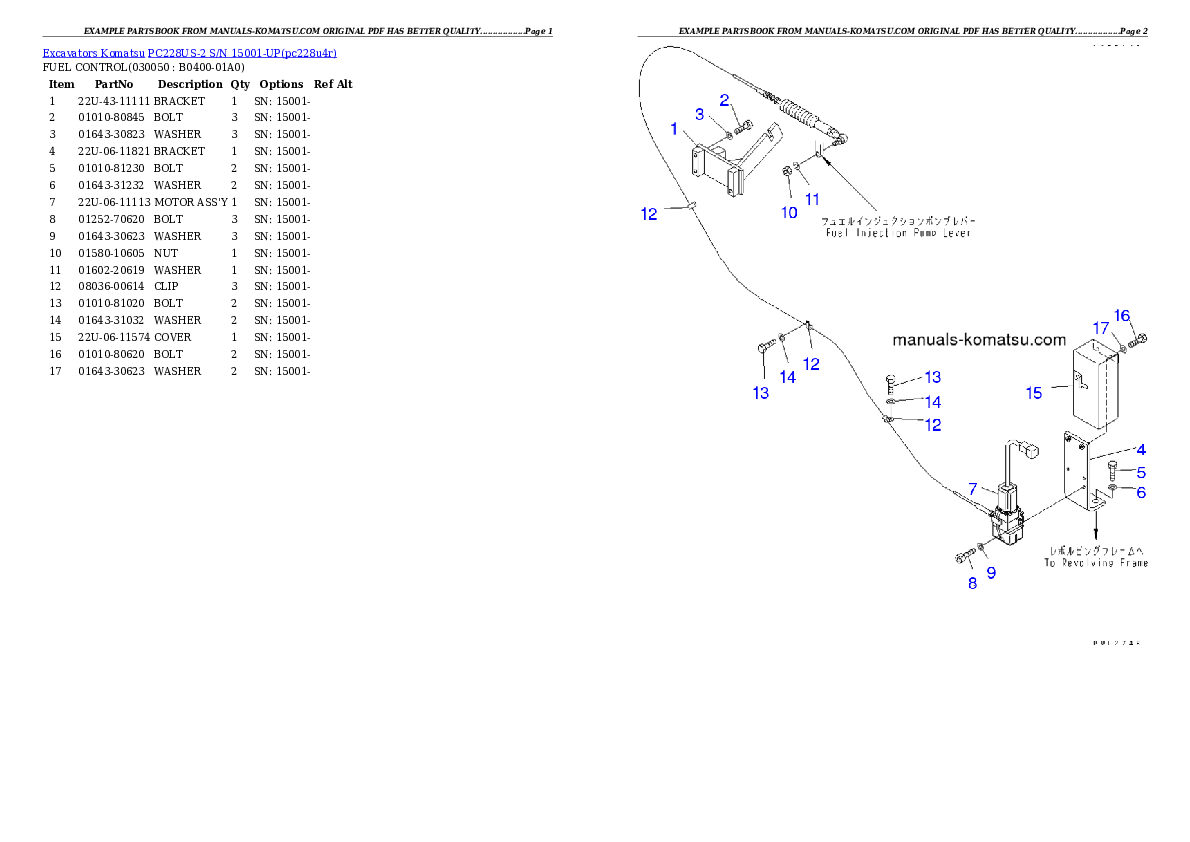 Protected: PC228US-2 S/N 15001-UP Partsbook