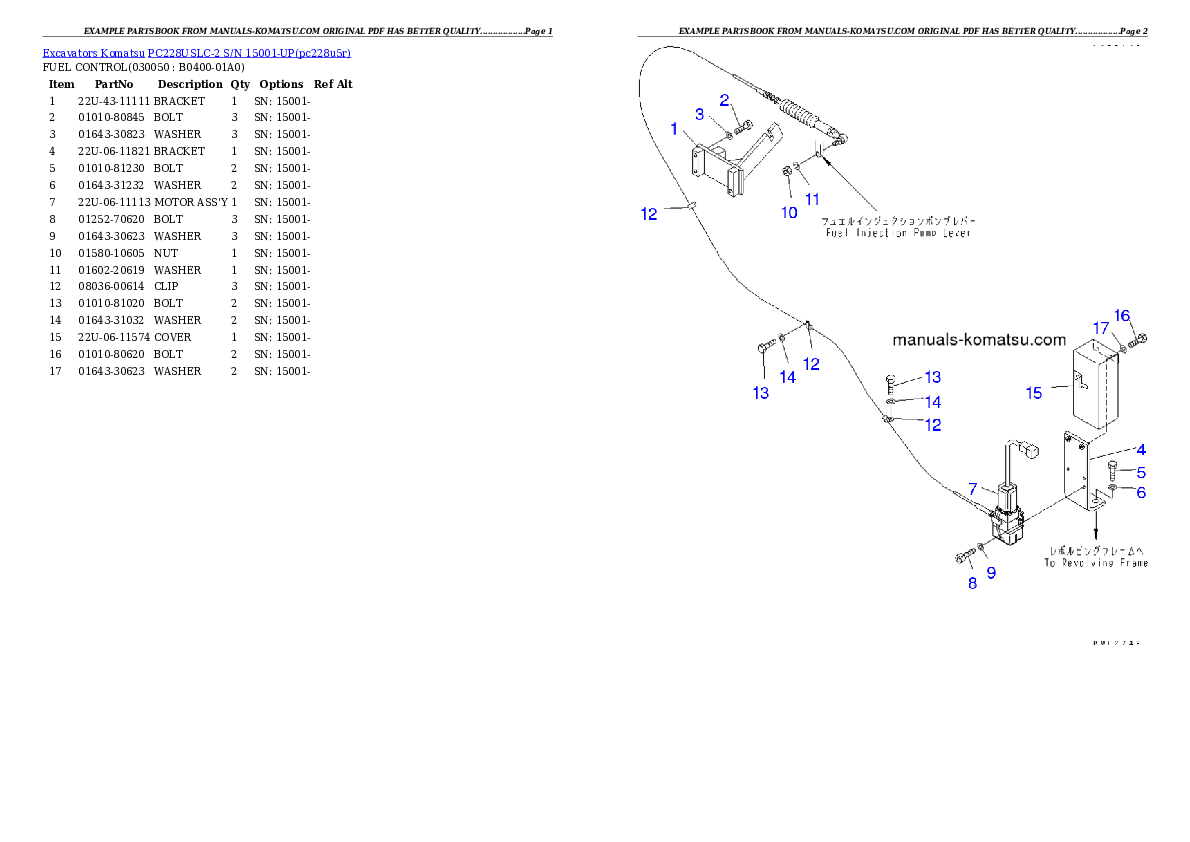 Protected: PC228USLC-2 S/N 15001-UP Partsbook