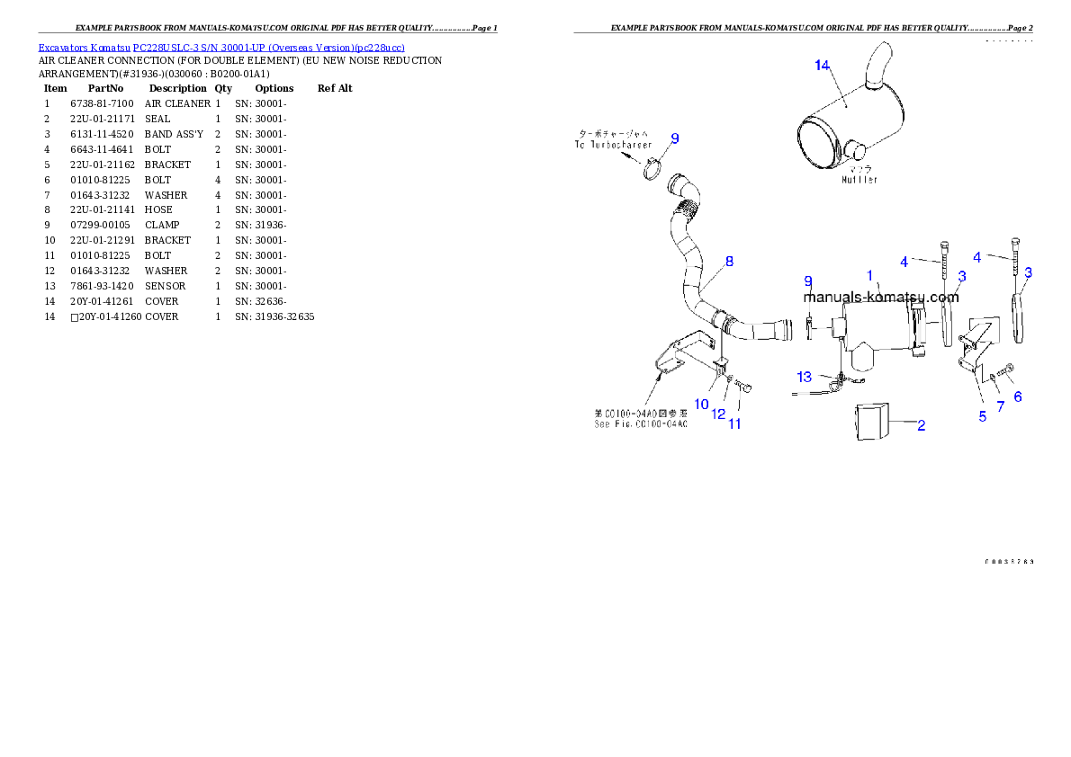 Protected: PC228USLC-3 S/N 30001-UP (Overseas Version) Partsbook