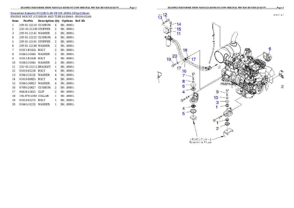 Protected: PC228US-3N-YB S/N 30001-UP Partsbook