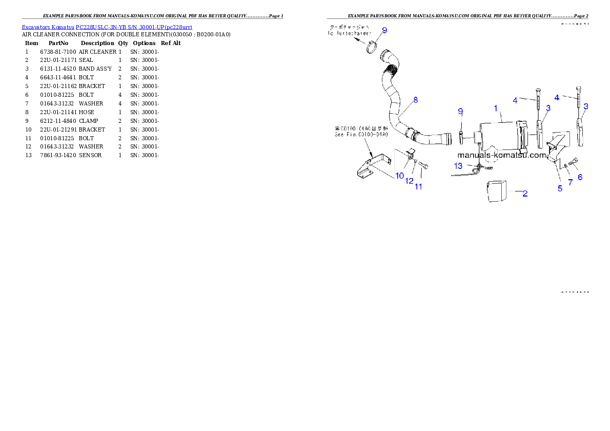 Protected: PC228USLC-3N-YB S/N 30001-UP Partsbook