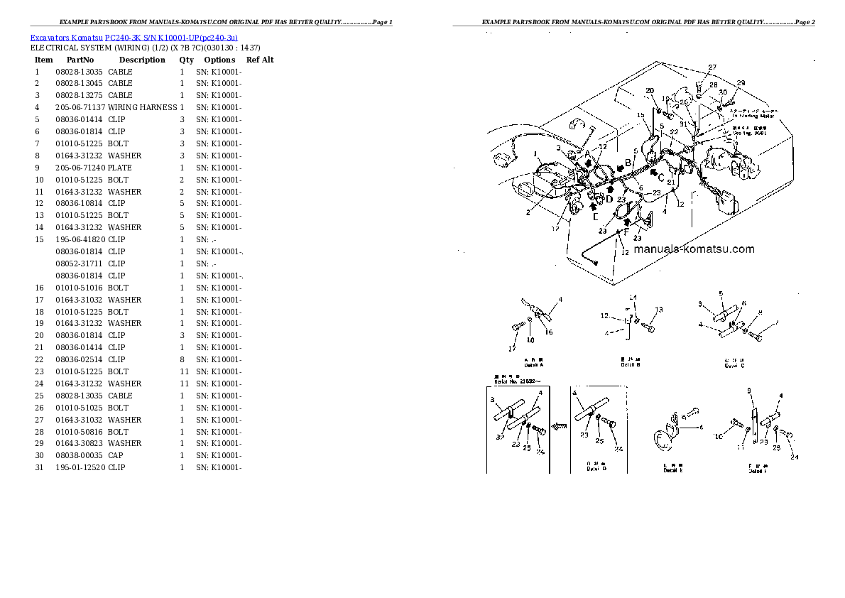 Protected: PC240-3K S/N K10001-UP Partsbook