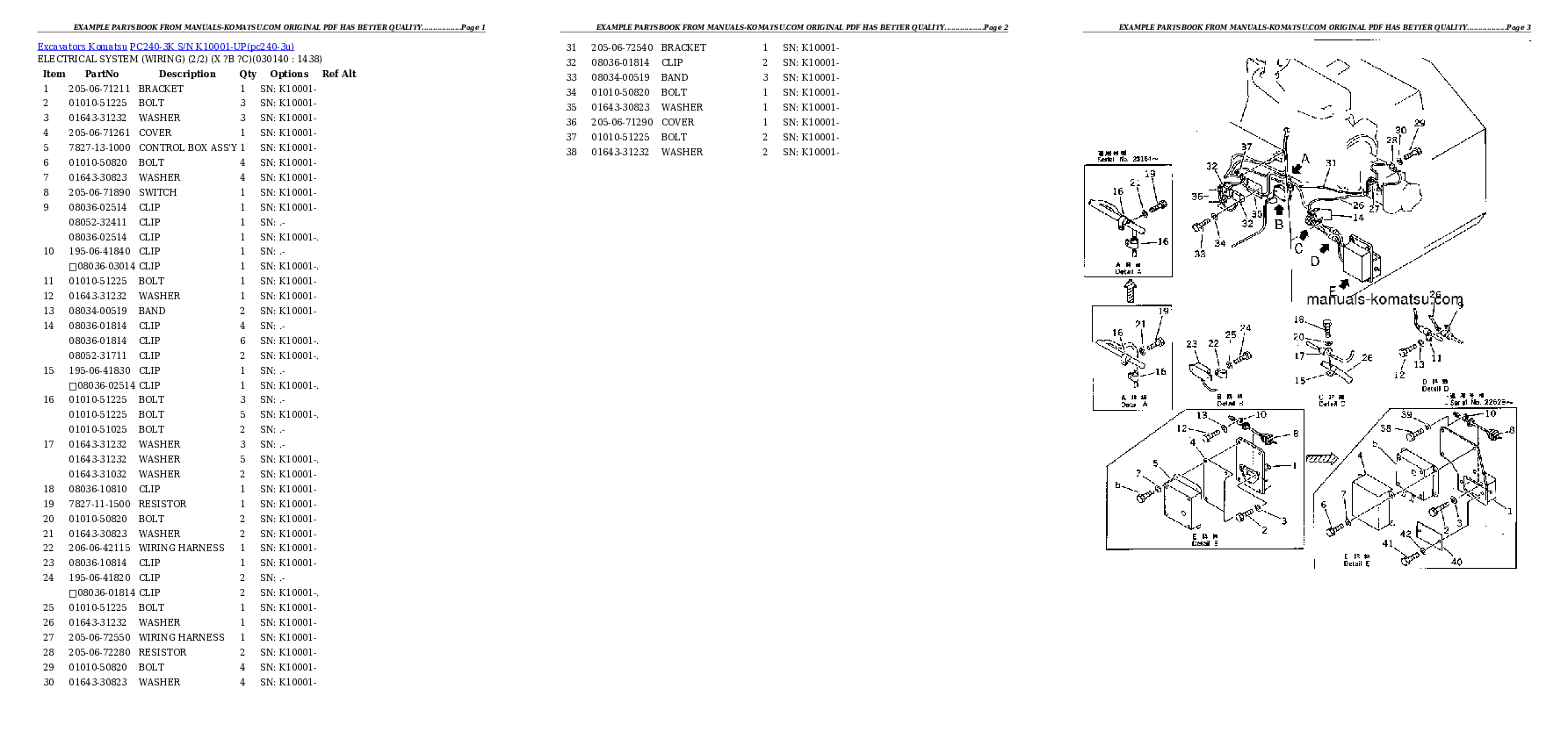 Protected: PC240-3K S/N K10001-UP Partsbook