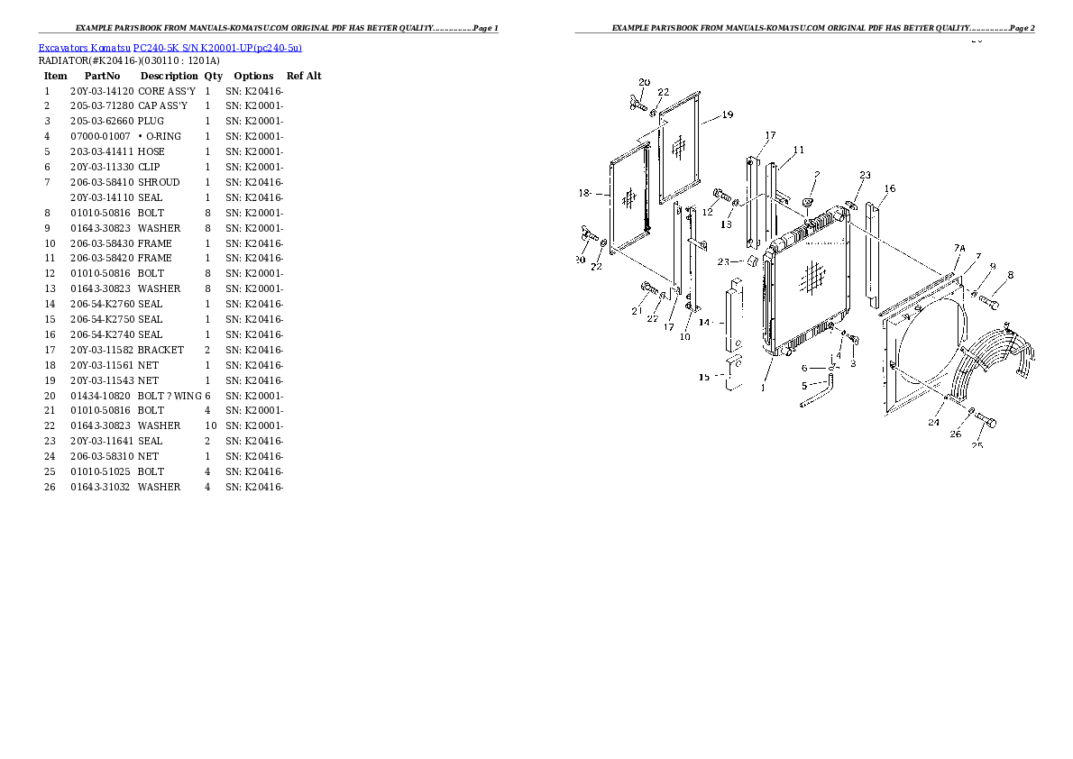 Protected: PC240-5K S/N K20001-UP Partsbook