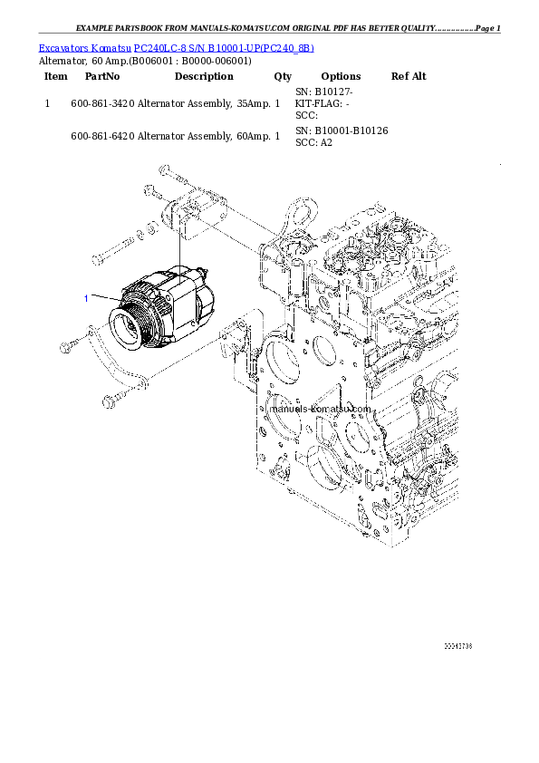 Protected: PC240LC-8 S/N B10001-UP Partsbook
