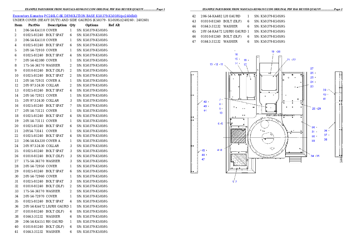 Protected: PC240LC-8K DEMOLITION BASE K50379-K50595 Partsbook