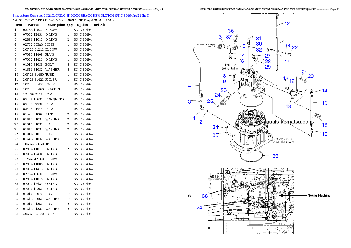 Protected: PC240LC/NLC-8K HIGH REACH DEMOLITION S/N K50494 Partsbook