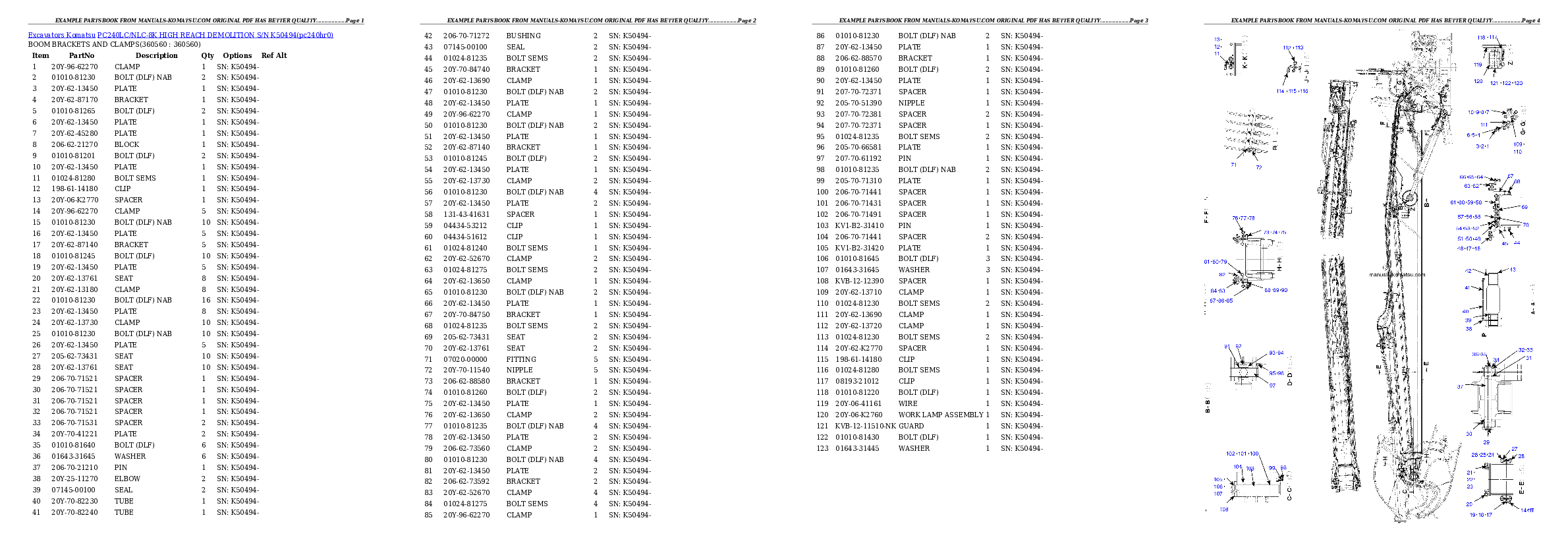 Protected: PC240LC/NLC-8K HIGH REACH DEMOLITION S/N K50494 Partsbook