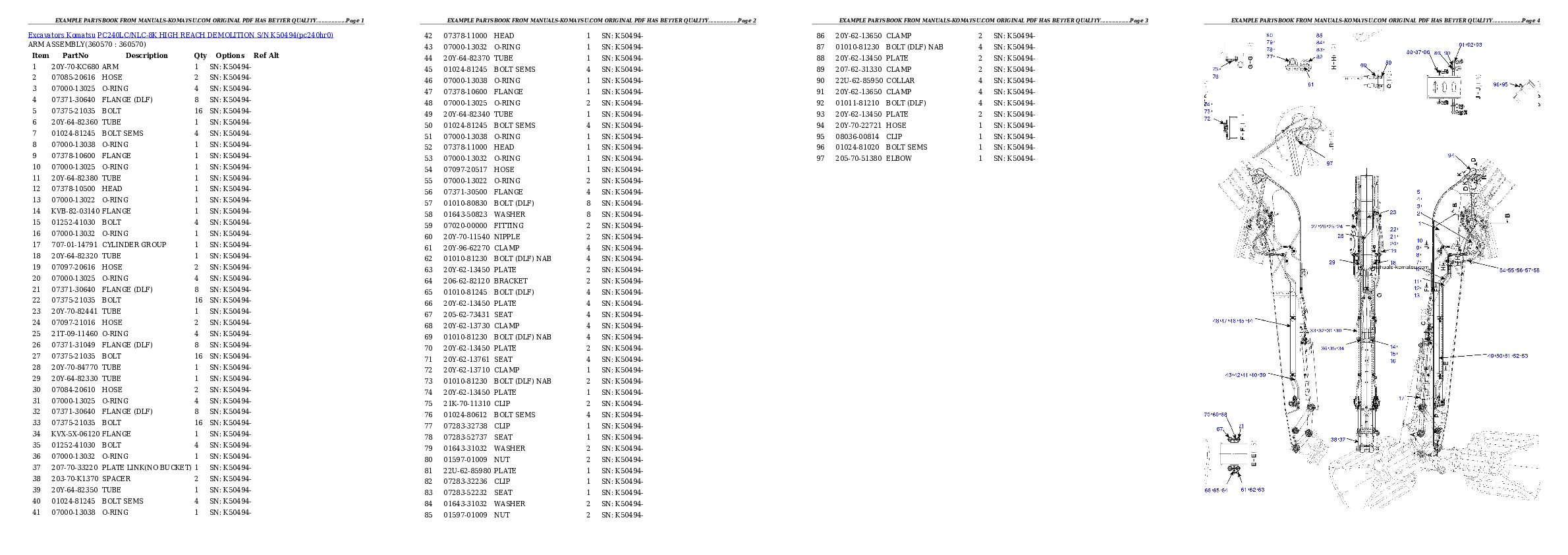 Protected: PC240LC/NLC-8K HIGH REACH DEMOLITION S/N K50494 Partsbook