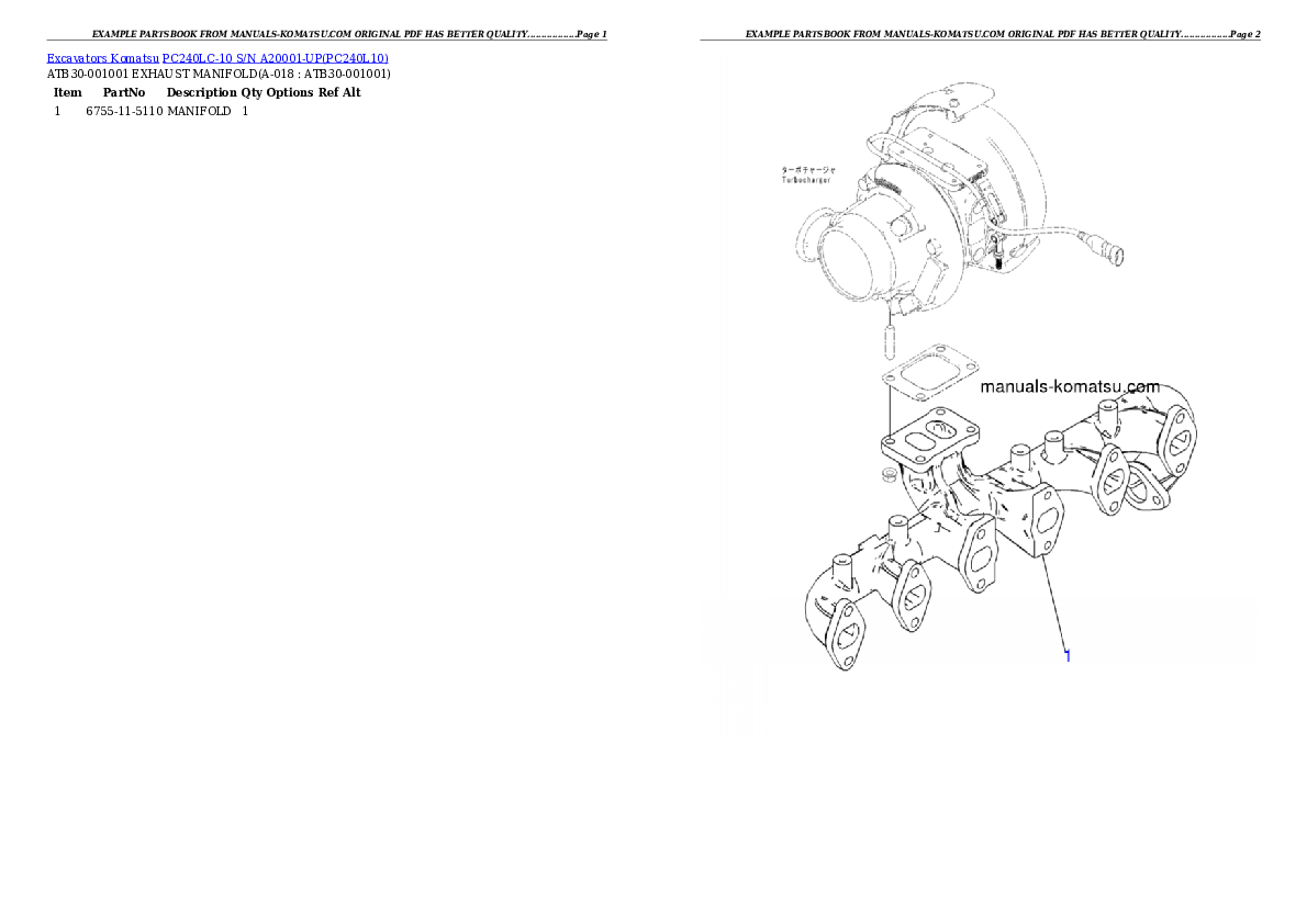 Protected: PC240LC-10 S/N A20001-UP Partsbook
