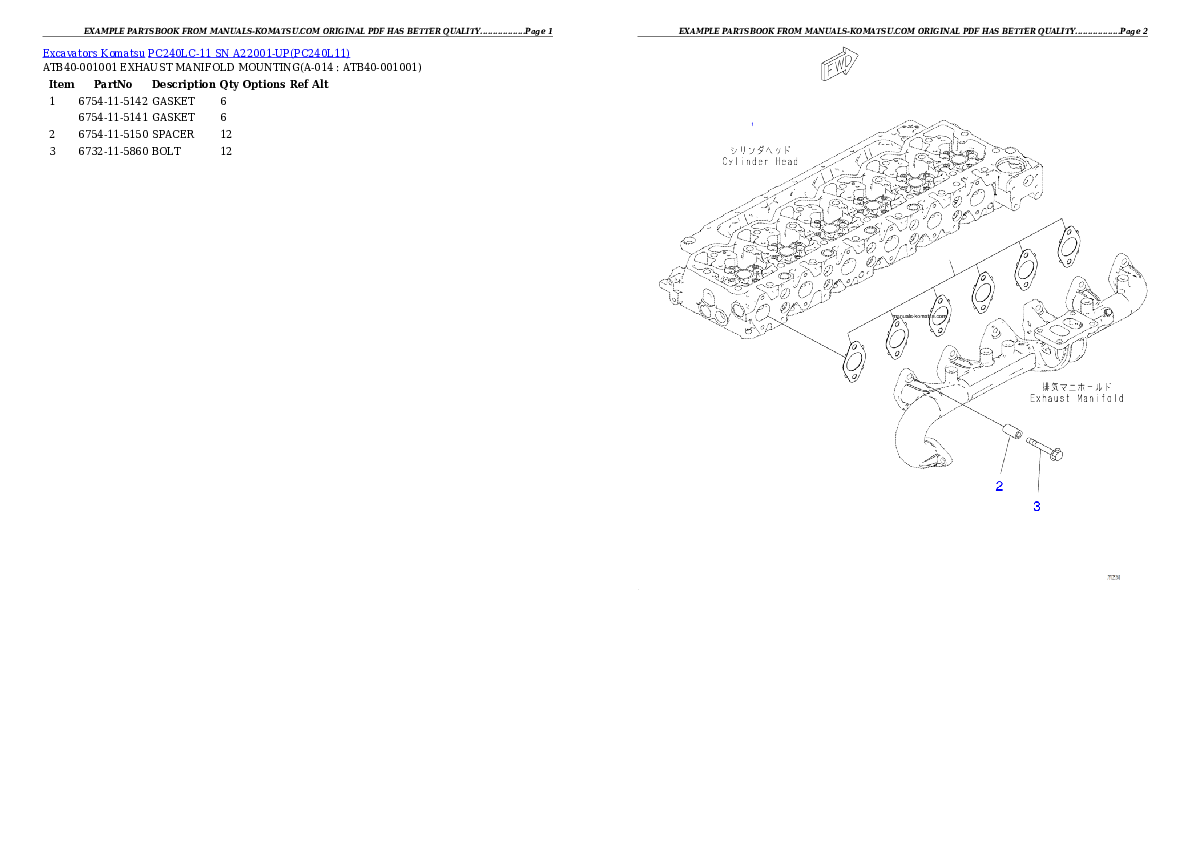 Protected: PC240LC-11 SN A22001-UP Partsbook