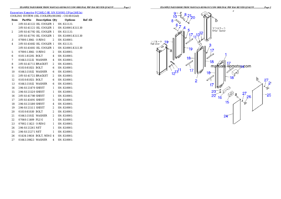 Protected: PC240LC-8K S/N K50001-UP Partsbook