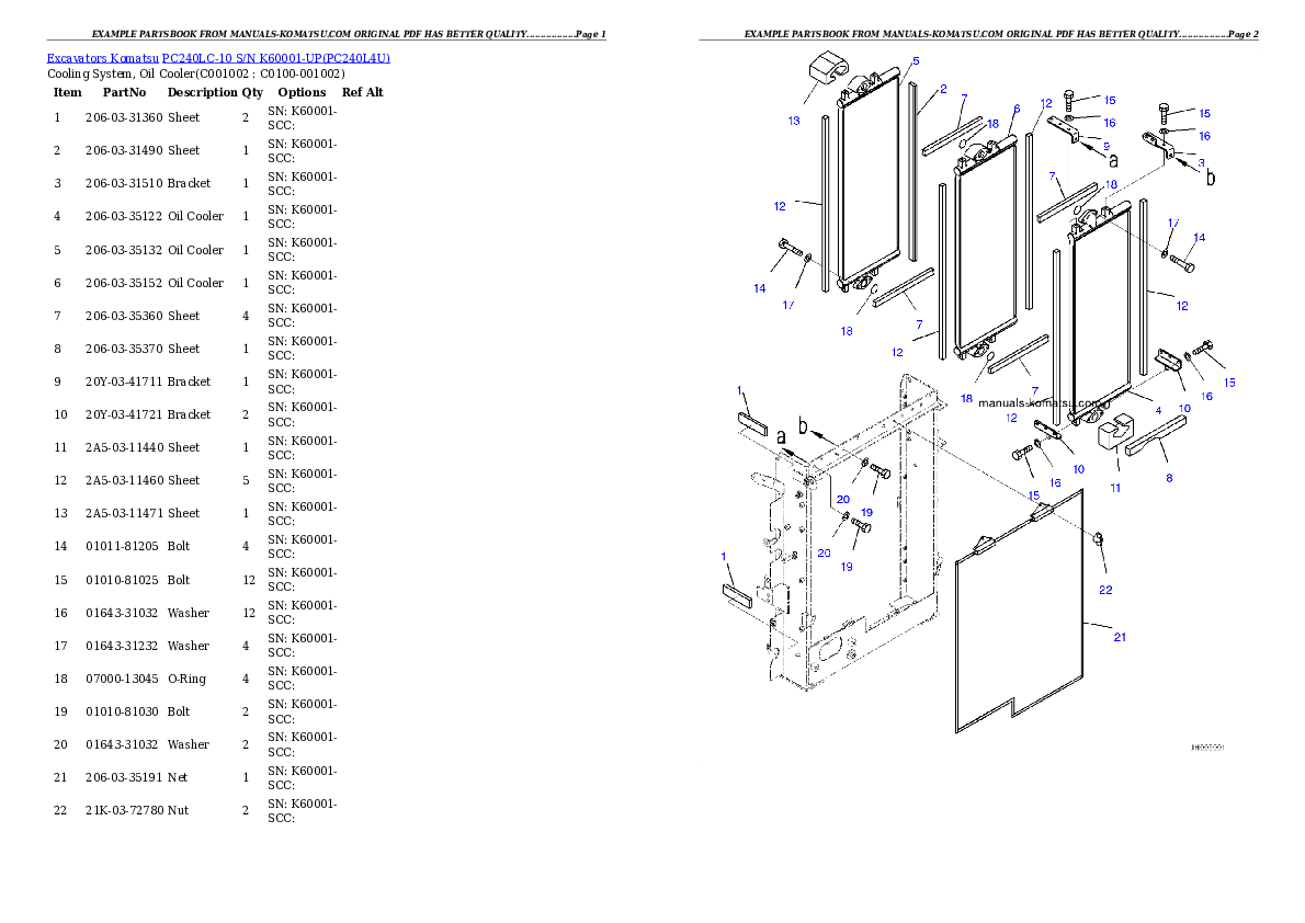Protected: PC240LC-10 S/N K60001-UP Partsbook
