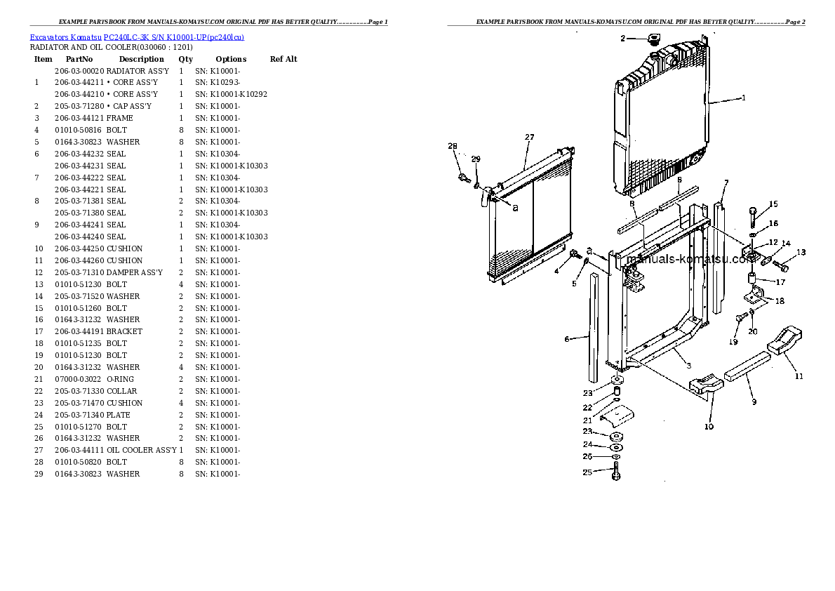 Protected: PC240LC-3K S/N K10001-UP Partsbook