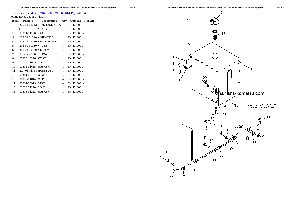 Protected: PC240LC-3K S/N K10001-UP Partsbook