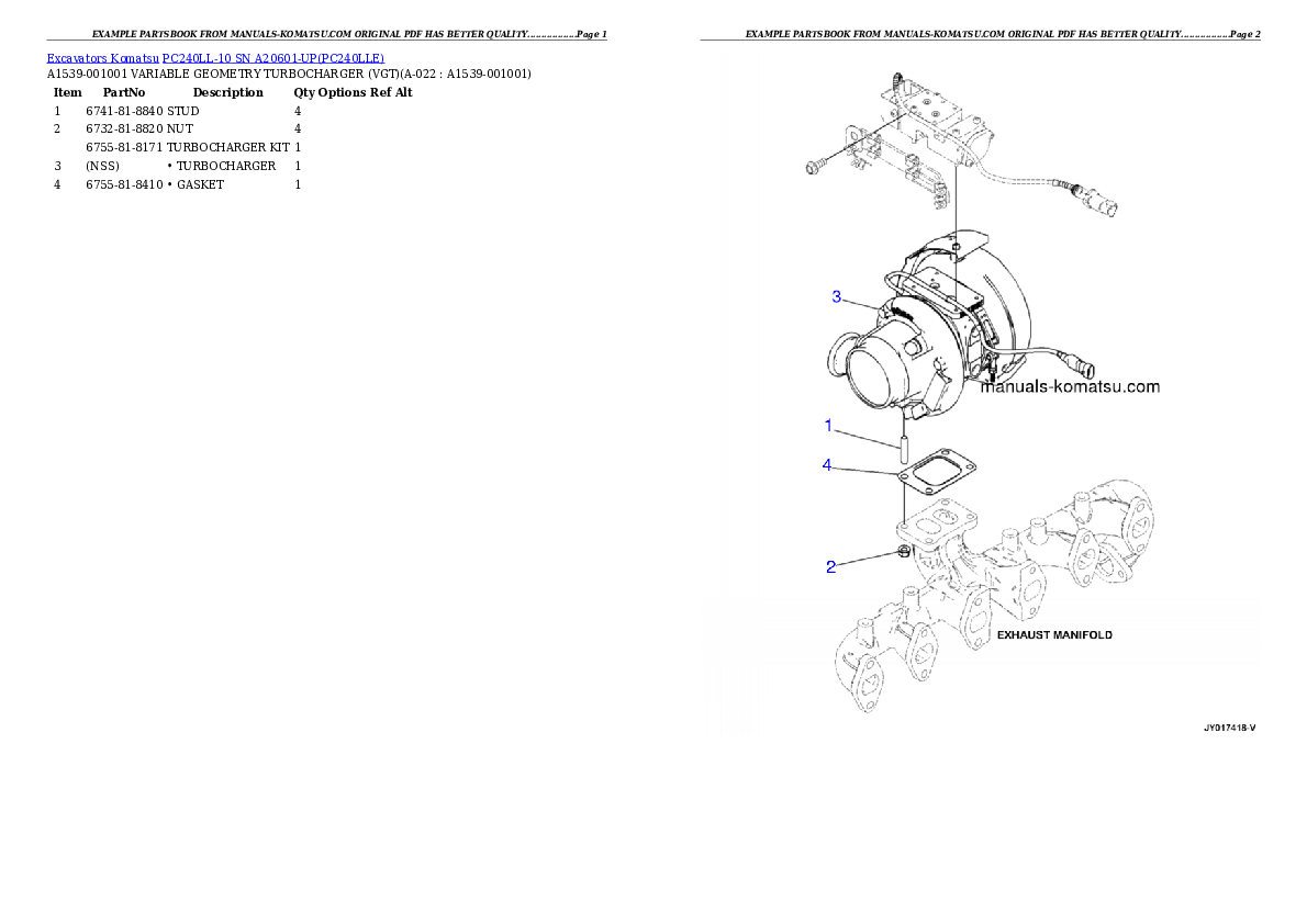 Protected: PC240LL-10 SN A20601-UP Partsbook
