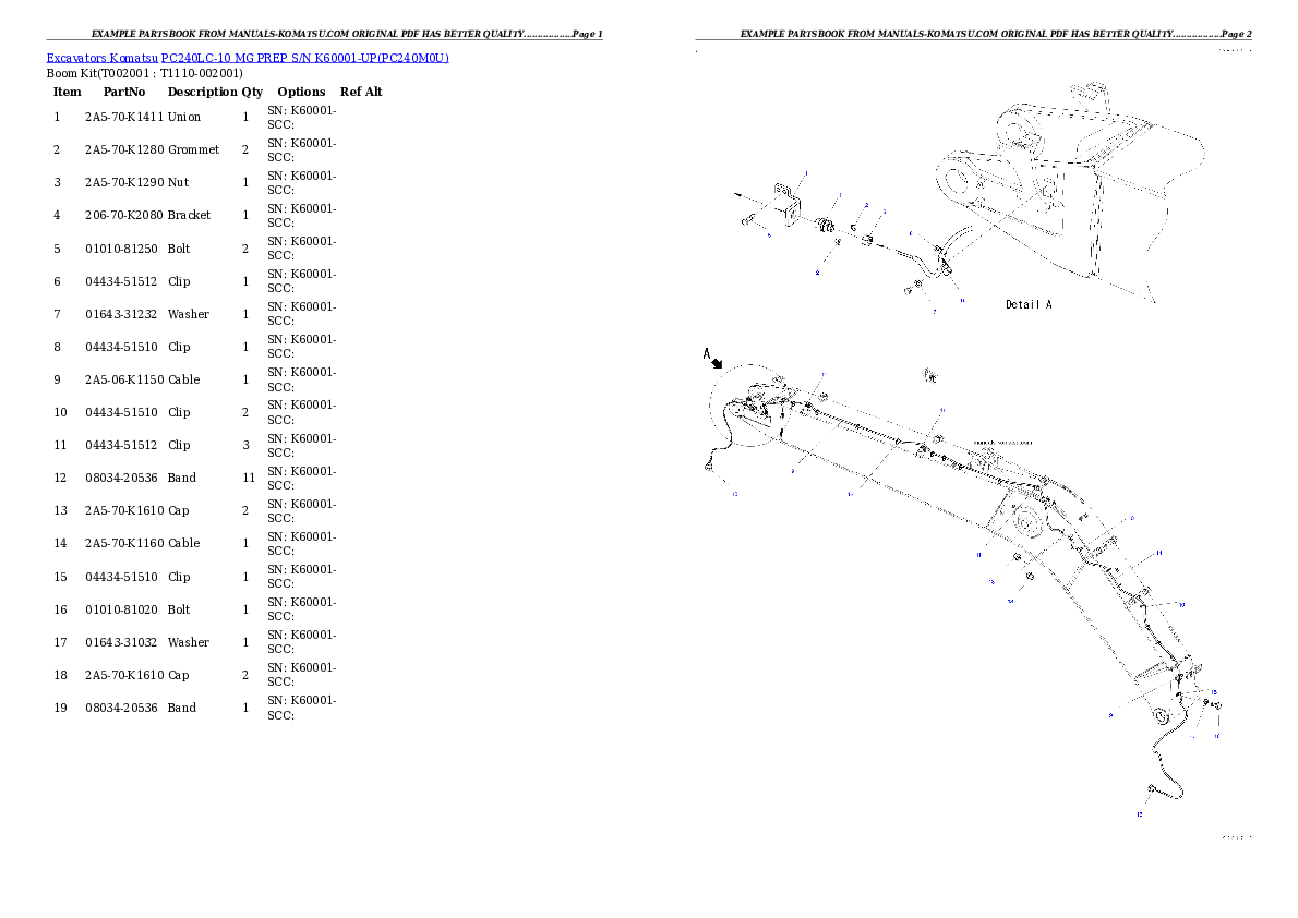Protected: PC240LC-10 MG PREP S/N K60001-UP Partsbook