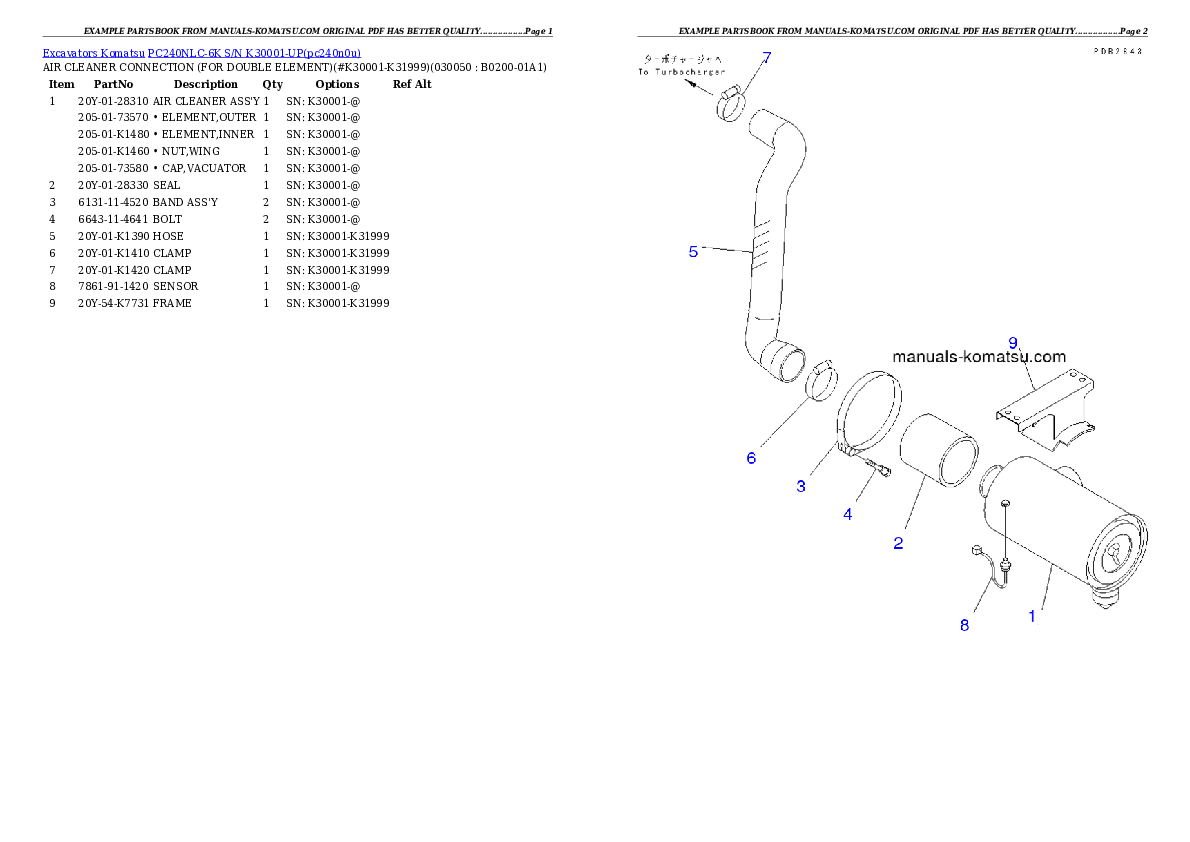 Protected: PC240NLC-6K S/N K30001-UP Partsbook