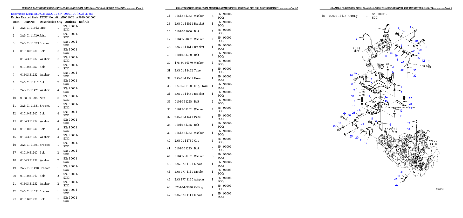 PC240NLC-10 S/N 90001-UP Partsbook