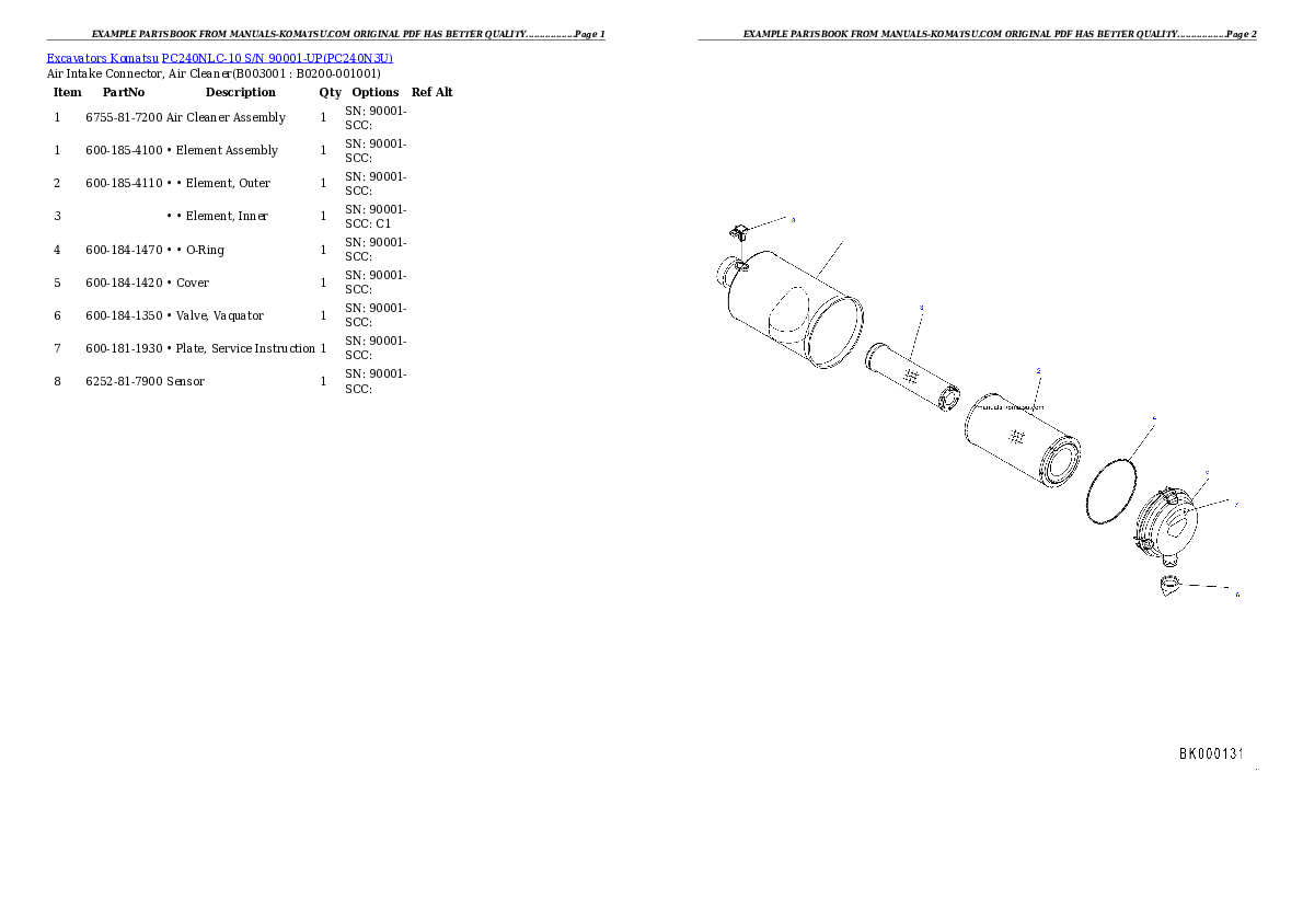 Protected: PC240NLC-10 S/N 90001-UP Partsbook