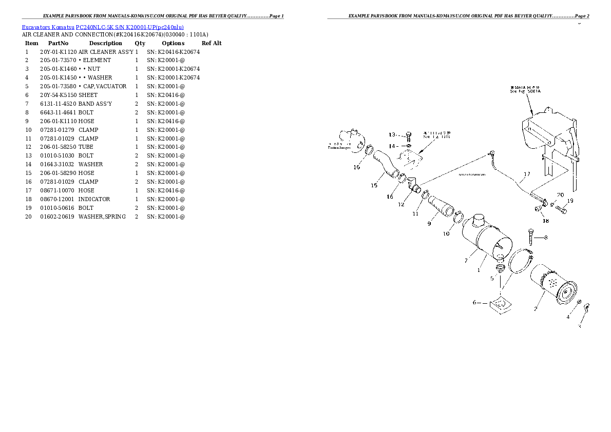 Protected: PC240NLC-5K S/N K20001-UP Partsbook