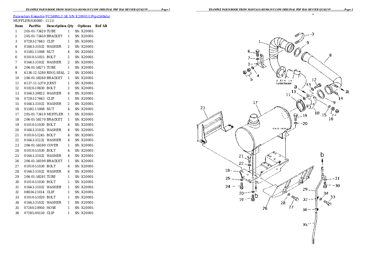 Protected: PC240NLC-5K S/N K20001-UP Partsbook