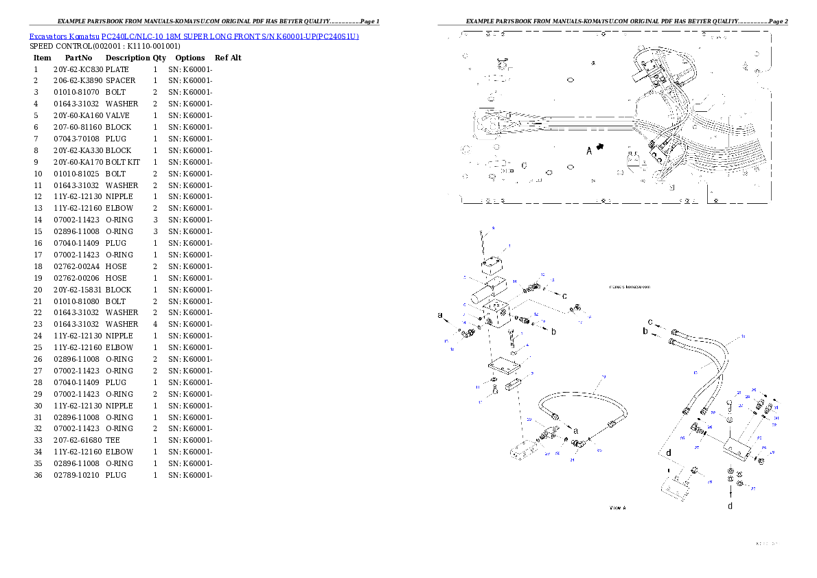 Protected: PC240LC/NLC-10 18M SUPER LONG FRONT S/N K60001-UP Partsbook